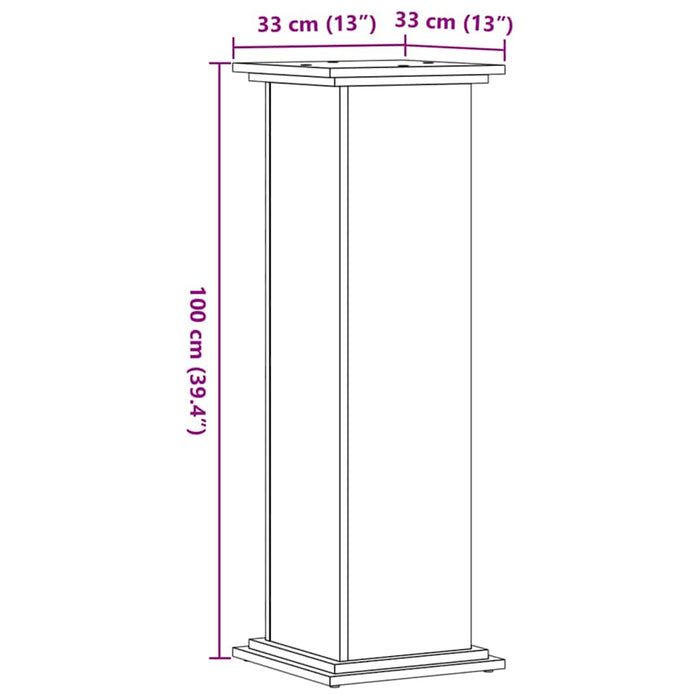 Suport de plante stejar artizanal, 33x33x100 cm, lemn prelucrat - WALTI WALTI