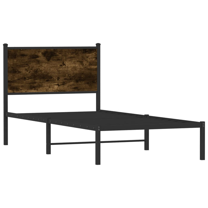 Cadru pat metalic fără saltea, stejar fumuriu, 75x190 cm - WALTI WALTI