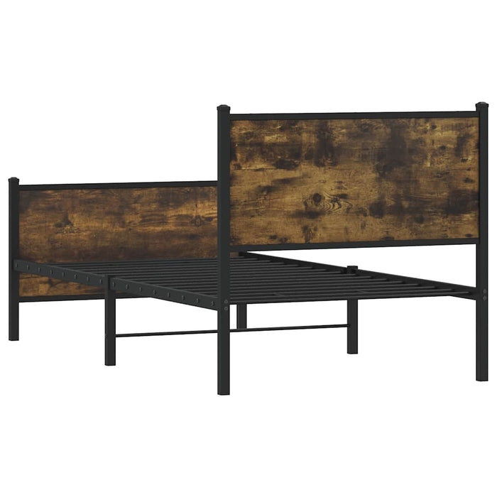 Cadru pat metalic fără saltea, stejar fumuriu, 80x200 cm - WALTI WALTI
