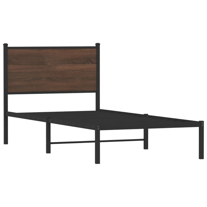 Cadru pat metalic fără saltea, stejar maro, 75x190 cm - WALTI WALTI