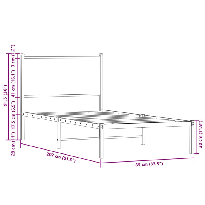 Cadru pat metalic fără saltea stejar maro 80x200 cm - WALTI WALTI