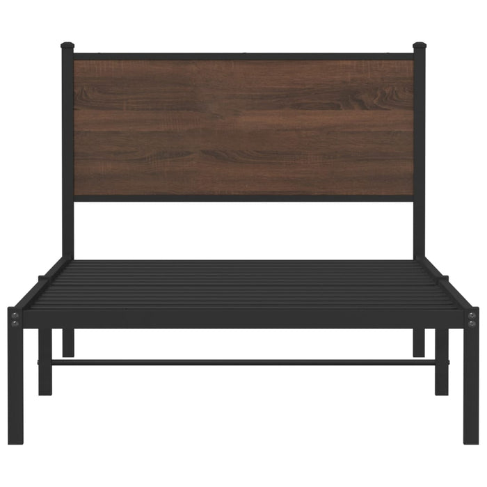 Cadru pat metalic fără saltea, stejar maro, 100x190 cm - WALTI WALTI
