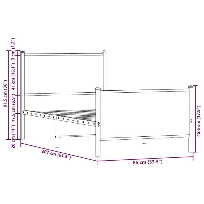Cadru pat metalic fără saltea stejar maro 80x200 cm - WALTI WALTI