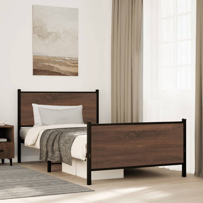 Cadru de pat metalic fără saltea, stejar maro, 107x203 cm - WALTI WALTI