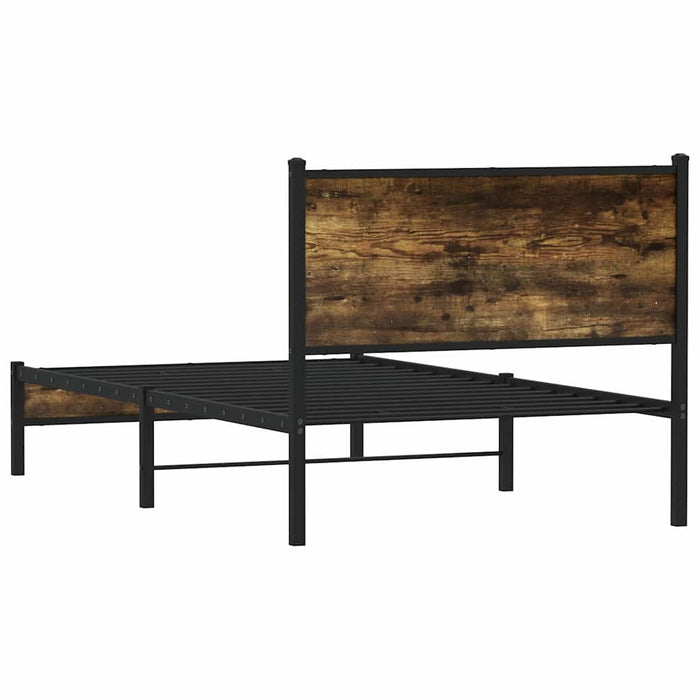 Cadru pat metalic fără saltea, stejar fumuriu, 100x200 cm WALTI