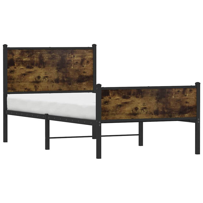 Cadru pat metalic fără saltea, stejar fumuriu, 75x190 cm - WALTI WALTI