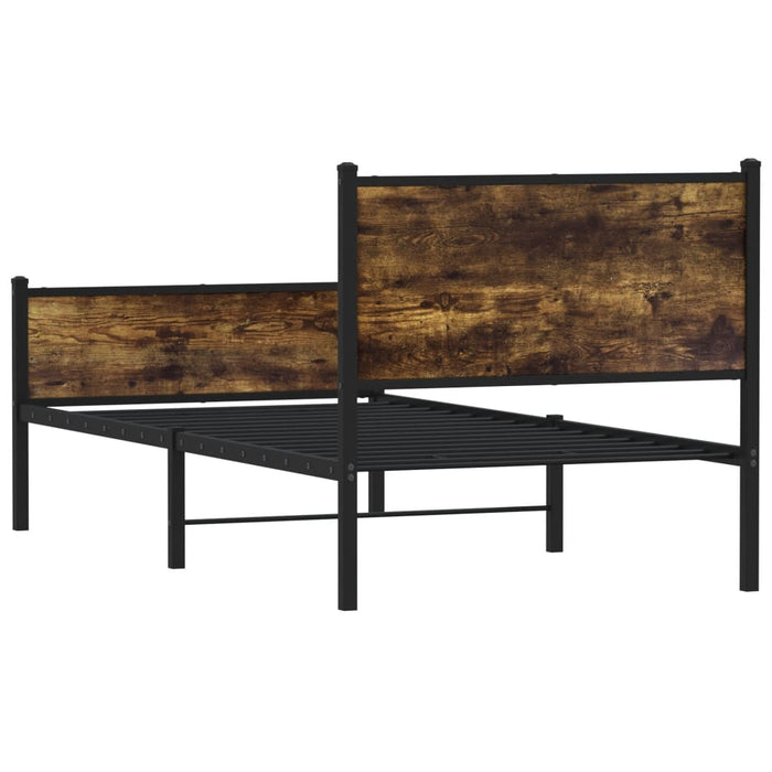 Cadru pat metalic fără saltea, stejar fumuriu, 90x200 cm - WALTI WALTI