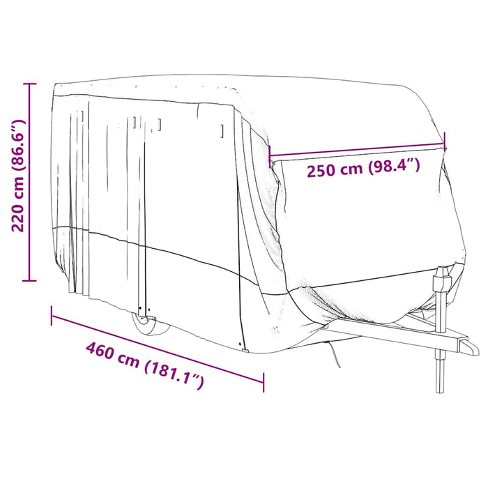 Husa de rulota gri 460x250x220 cm Tesatura netesuta - WALTI WALTI
