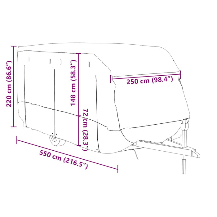Husa de rulota gri 550x250x220 cm Tesatura netesuta - WALTI WALTI