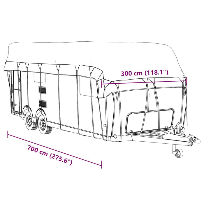 Husa de rulota gri 700x300 cm Tesatura netesuta - WALTI WALTI