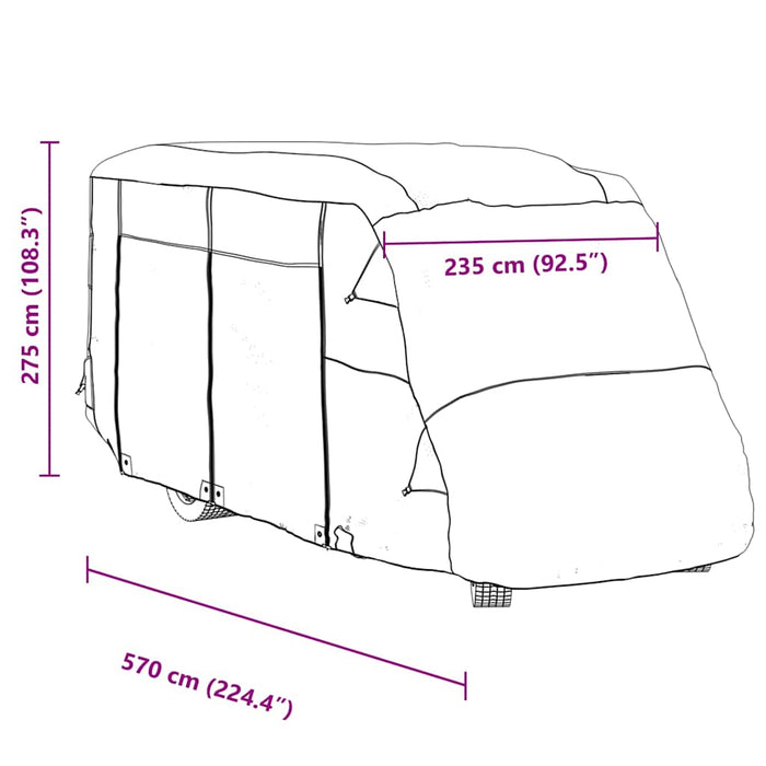 Husa de rulota gri 570x235x275 cm Tesatura netesuta - WALTI WALTI