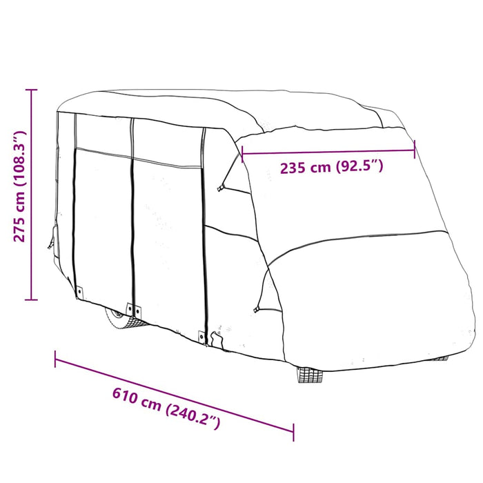 Husa de rulota gri 610x235x275 cm Tesatura netesuta - WALTI WALTI