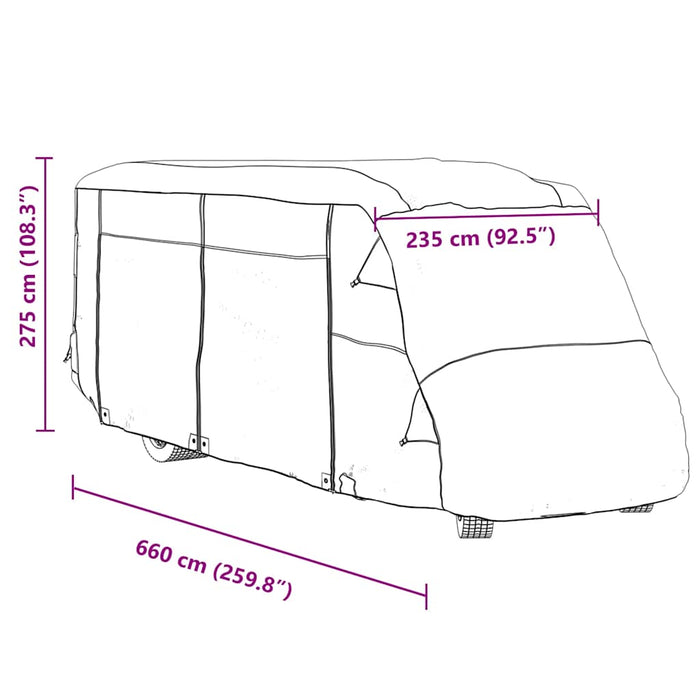 Husa de rulota gri 660x235x275 cm Tesatura netesuta - WALTI WALTI