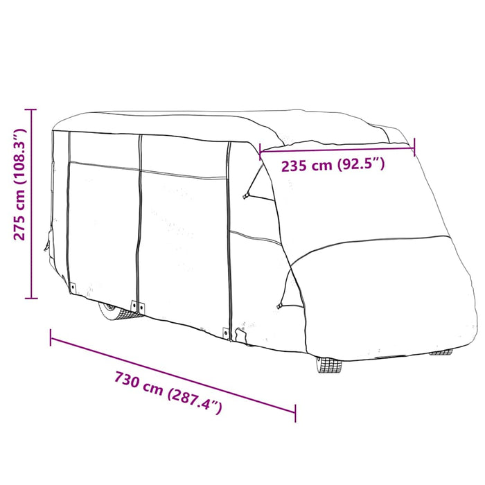 Husa de rulota gri 730x235x275 cm Tesatura netesuta - WALTI WALTI