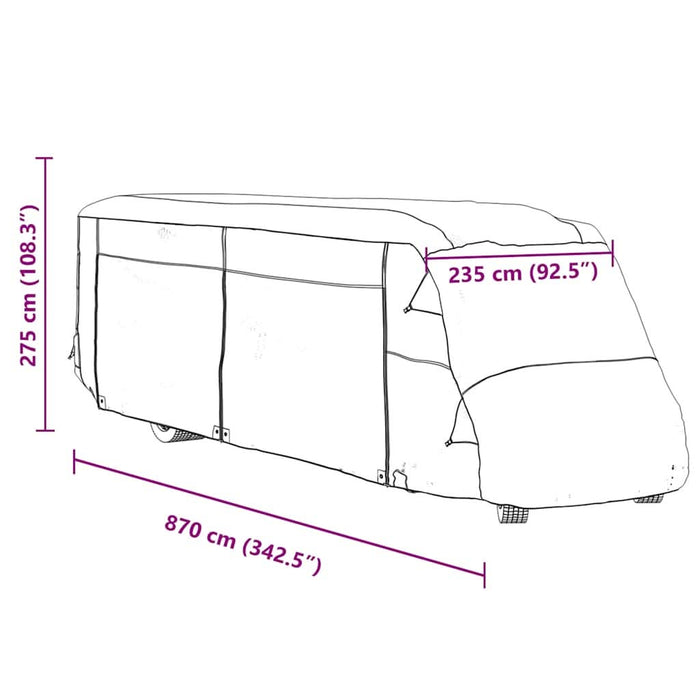 Husa de rulota gri 870x235x275 cm Tesatura netesuta - WALTI WALTI