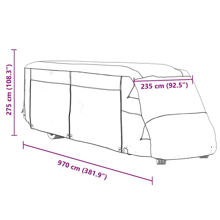 Husa de rulota gri 970x235x275 cm Tesatura netesuta - WALTI WALTI