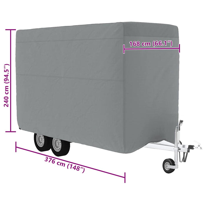 Husă remorcă pentru cai gri 376x168x240 cm țesătură nețesă - WALTI WALTI