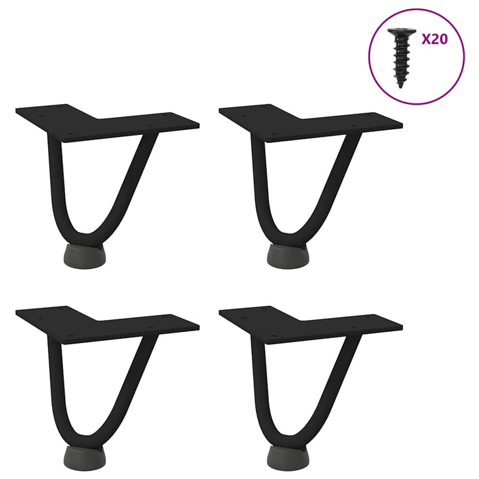 Picioare tip agrafă pentru măsuță de cafea, 4 buc., negru, 10 cm, oțel masiv WALTI