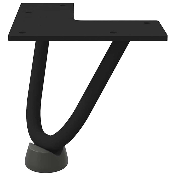 Picioare tip agrafă pentru măsuță de cafea, 4 buc., negru, 10 cm, oțel masiv WALTI