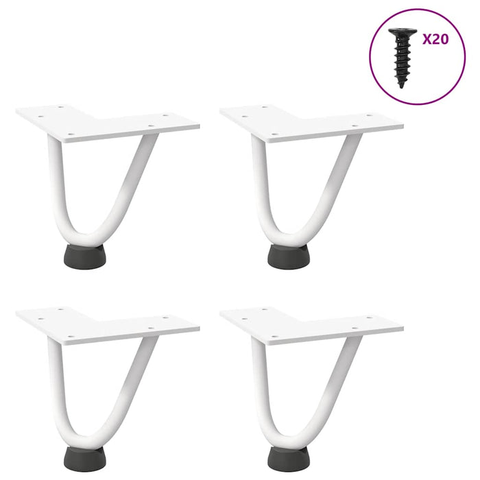 Picioare tip agrafă pentru măsuță de cafea, 4 buc., alb, 10 cm, oțel masiv WALTI