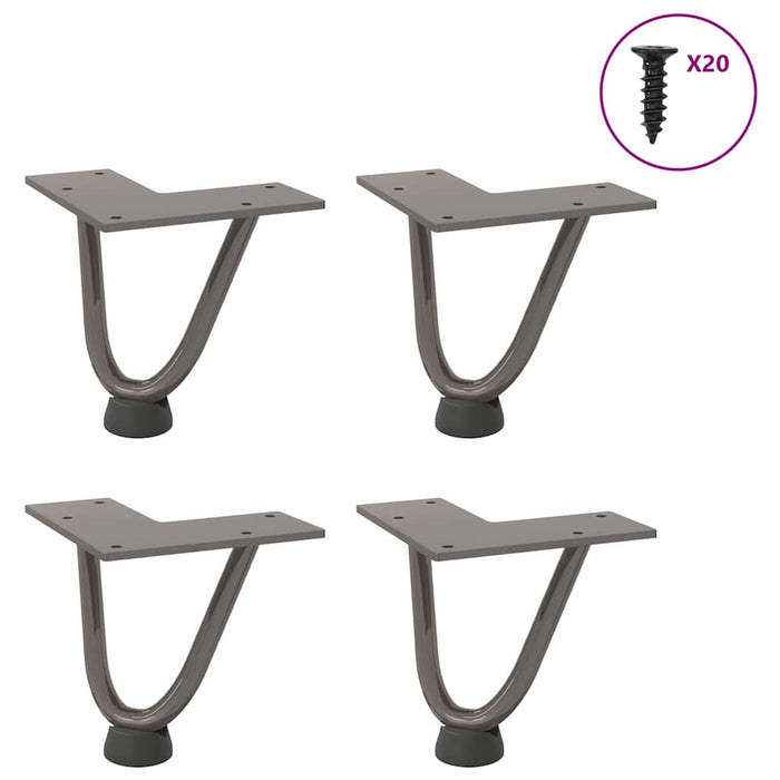 Picioare tip agrafă pentru măsuță de cafea, 4 buc., oțel natural, 10 cm, oțel masiv WALTI