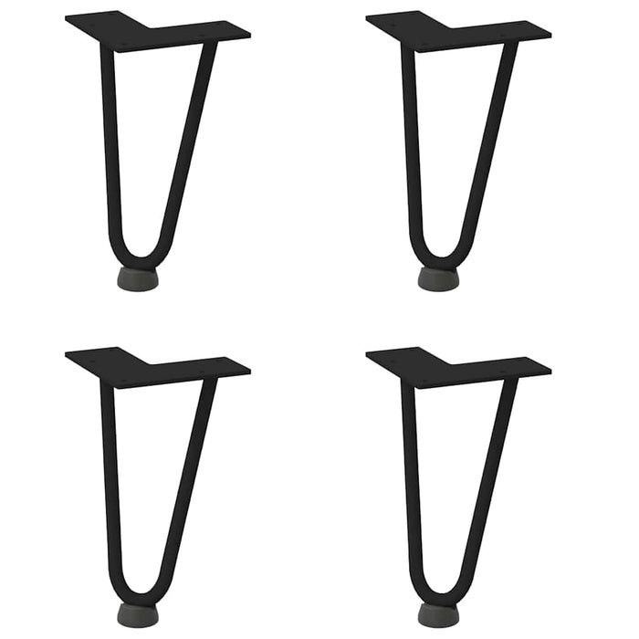Picioare tip agrafă pentru măsuță de cafea, 4 buc., negru, 20 cm, oțel masiv WALTI