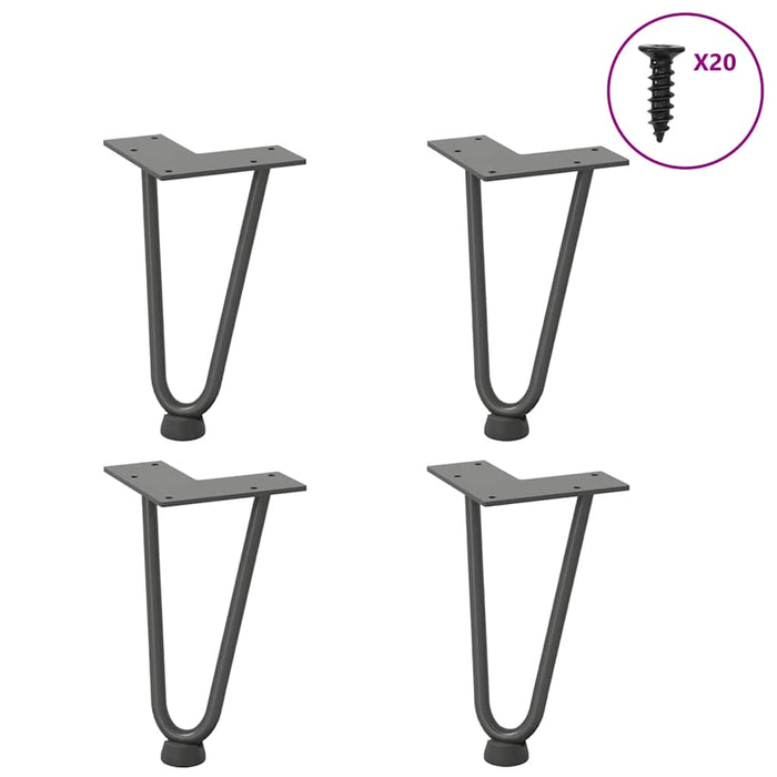 Picioare tip agrafă pentru măsuță de cafea, 4 buc., antracit, 20 cm, oțel masiv WALTI