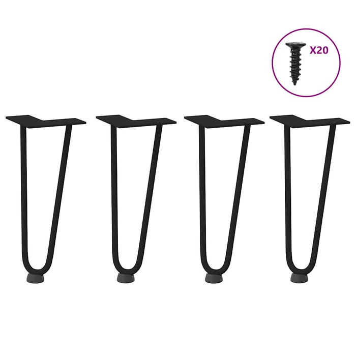 Picioare tip agrafă pentru măsuță de cafea, 4 buc., negru, 30 cm, oțel masiv WALTI