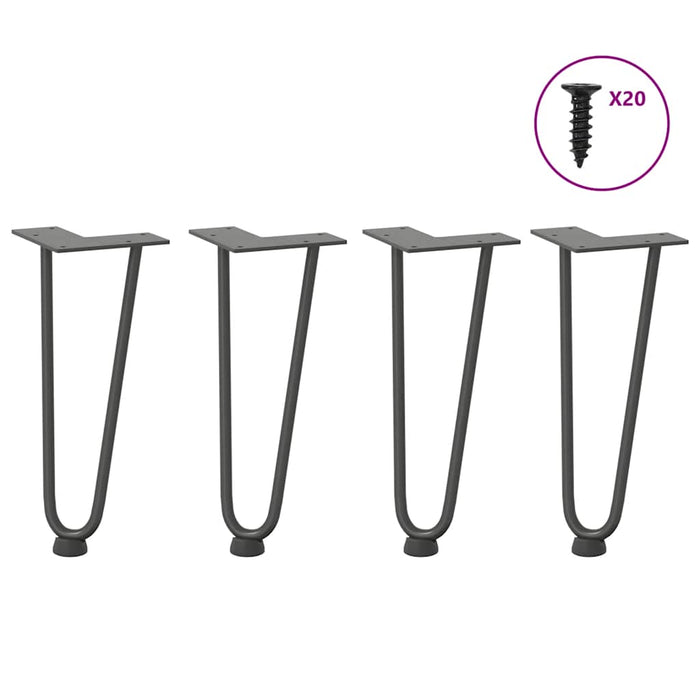 Picioare tip agrafă pentru măsuță de cafea, 4 buc., antracit, 30 cm, oțel masiv WALTI