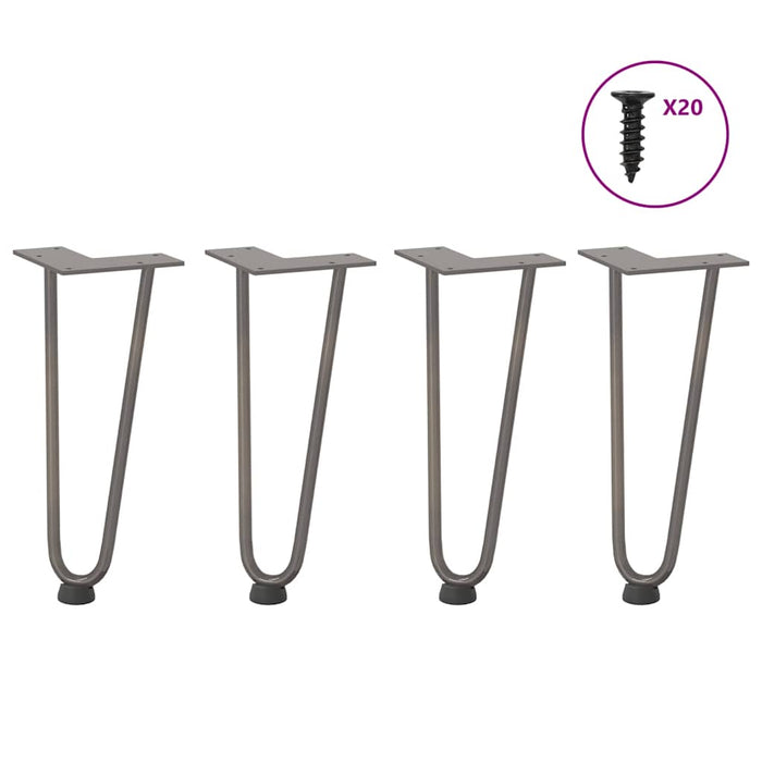 Picioare tip agrafă pentru măsuță de cafea, 4 buc., oțel natural, 30 cm, oțel masiv WALTI