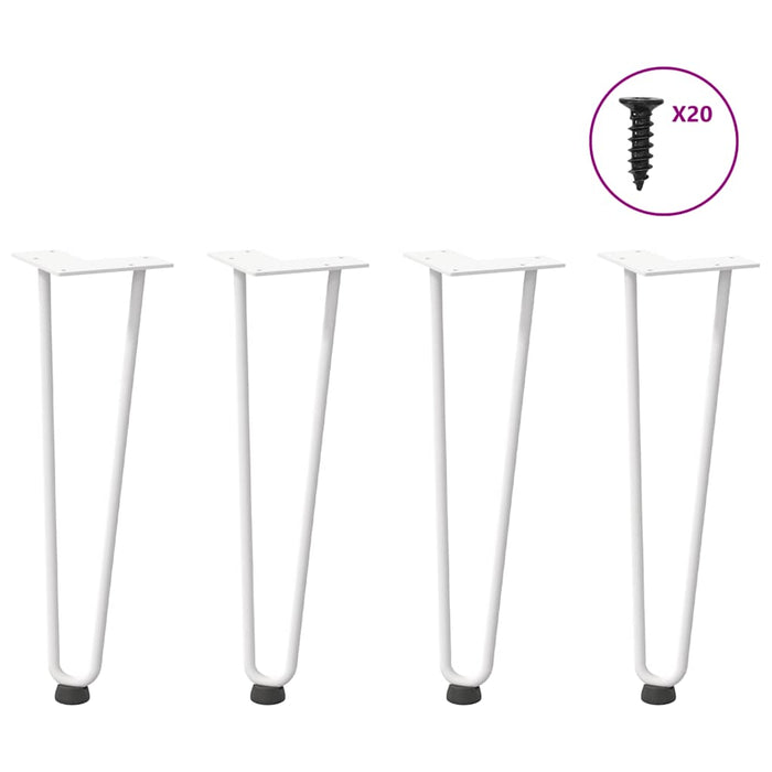 Picioare tip agrafă pentru măsuță de cafea, 4 buc., alb, 42 cm, oțel masiv - WALTI WALTI