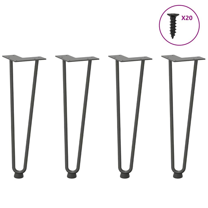 Picioare tip agrafă pentru măsuță de cafea, 4 buc., antracit, 42 cm, oțel masiv WALTI