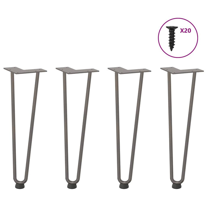 Picioare tip agrafă pentru măsuță de cafea, 4 buc., oțel natural, 42 cm, oțel masiv - WALTI WALTI