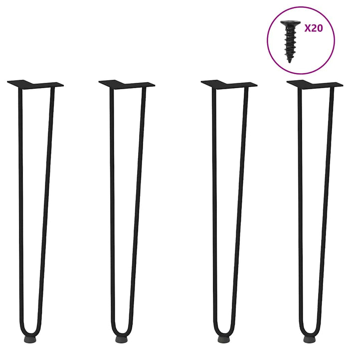picioare tip ac de păr pentru masă consolă, 4 buc., negru, 72 cm, oțel masiv WALTI