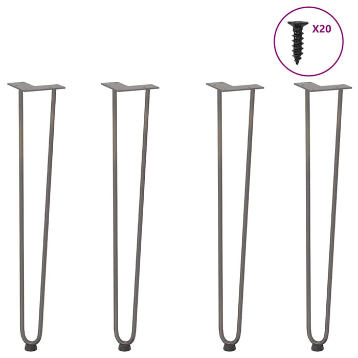 picioare tip ac de păr pentru masă consolă, 4 buc., oțel natural, 72 cm, oțel masiv WALTI