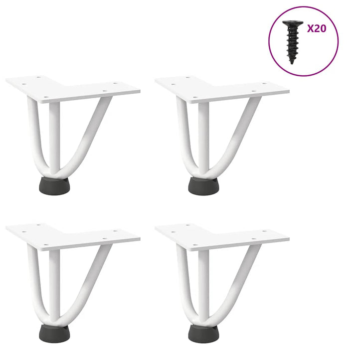 Picioare tip agrafă pentru măsuță de cafea, 4 buc., alb, 10 cm, oțel masiv - WALTI WALTI