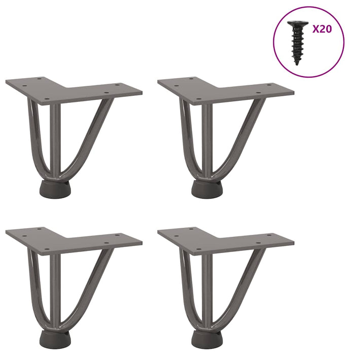 Picioare tip agrafă pentru măsuță de cafea, 4 buc., oțel natural, 10 cm, oțel masiv WALTI