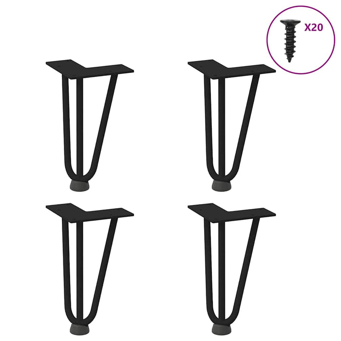 Picioare tip agrafă pentru măsuță de cafea, 4 buc., negru, 20 cm, oțel masiv WALTI
