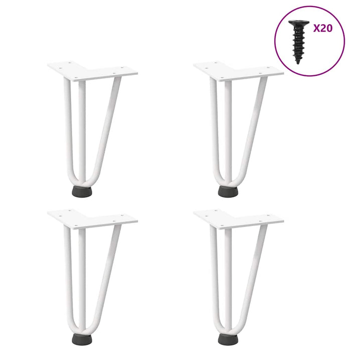 Picioare tip agrafă pentru măsuță de cafea, 4 buc., alb, 20 cm, oțel masiv WALTI