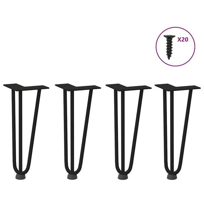 Picioare tip agrafă pentru măsuță de cafea, 4 buc., negru, 30 cm, oțel masiv WALTI
