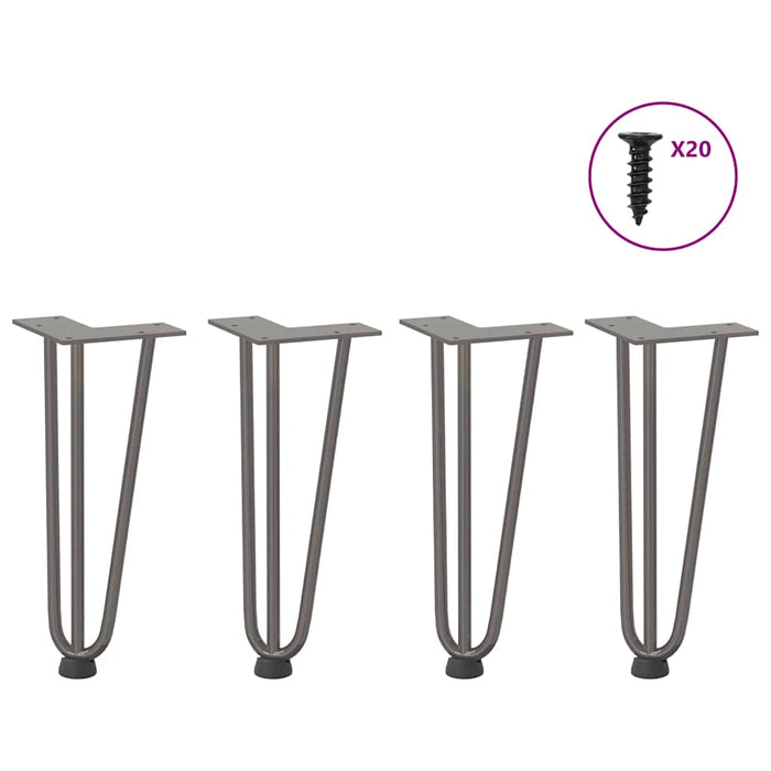 Picioare tip agrafă pentru măsuță de cafea, 4 buc., oțel natural, 30 cm, oțel masiv WALTI