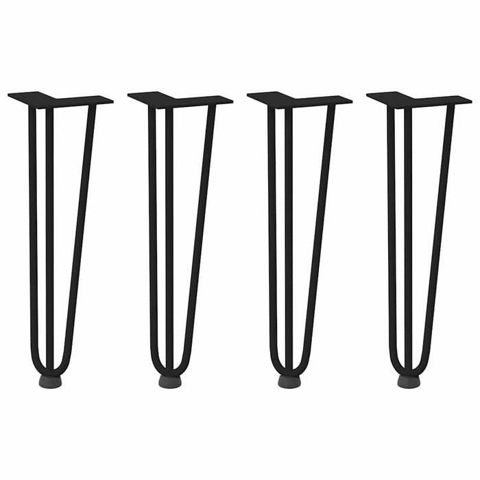 Picioare de masă în ac de păr 4 buc Negru 42 cm Oțel masiv - WALTI WALTI