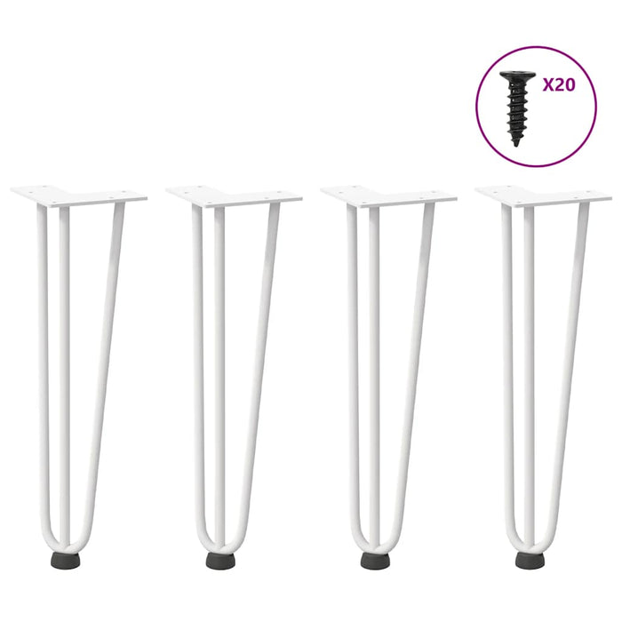 Picioare tip agrafă pentru măsuță de cafea, 4 buc., alb, 42 cm, oțel masiv WALTI