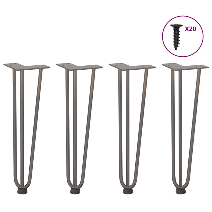 Picioare tip agrafă pentru măsuță de cafea, 4 buc., oțel natural, 42 cm, oțel masiv WALTI