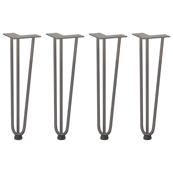 Picioare tip agrafă pentru măsuță de cafea, 4 buc., oțel natural, 42 cm, oțel masiv WALTI