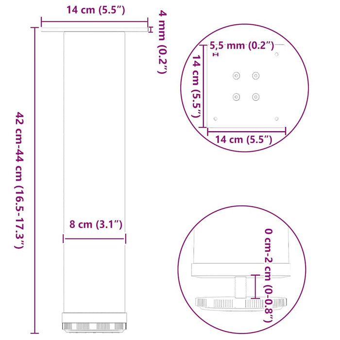 Picioare măsuță de cafea 4 buc Antracit 42-44 cm Oțel - WALTI WALTI