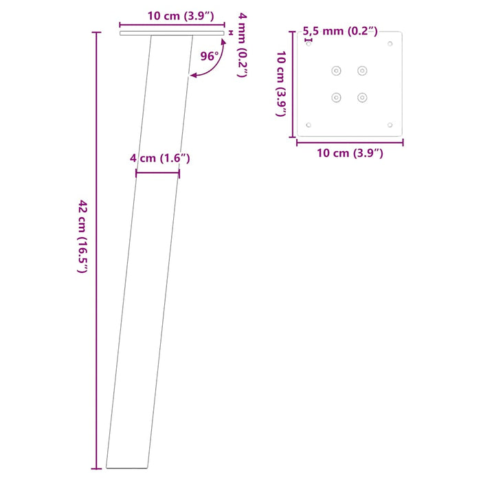 Picioare pentru măsuță de cafea, antracit, 42 cm, oțel, 4 buc. WALTI