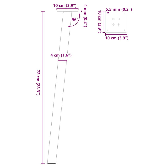 Picioare masă consolă, 4 buc., negru, 72 cm, oțel WALTI