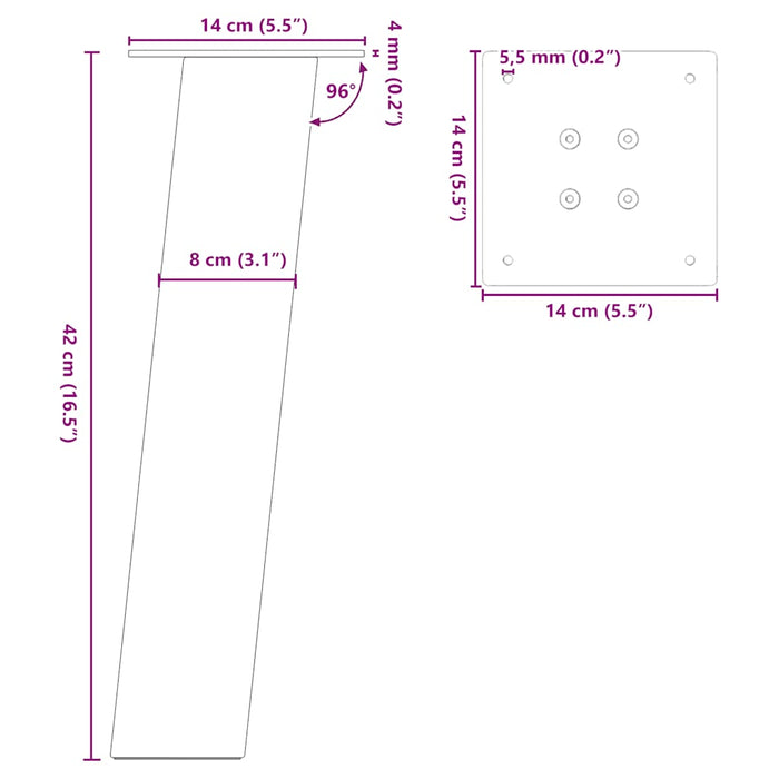 Picioare pentru măsuță de cafea, 4 buc., alb, 42 cm, oțel WALTI