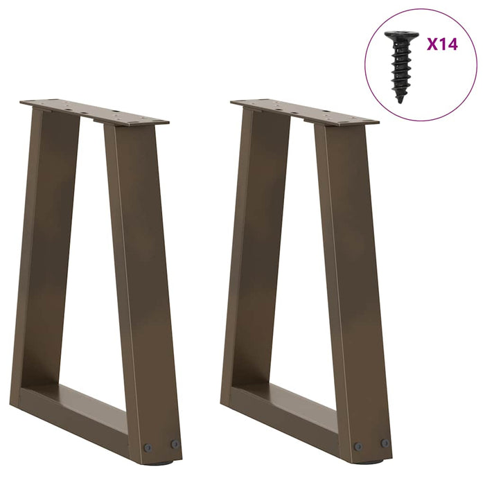 Picioare pentru măsuță de cafea în formă de V, 2 buc., oțel natural, 38x(42-43,3) cm WALTI